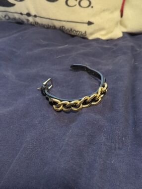 Authentic Burberry Chain Leather Bracelet Made In Italy